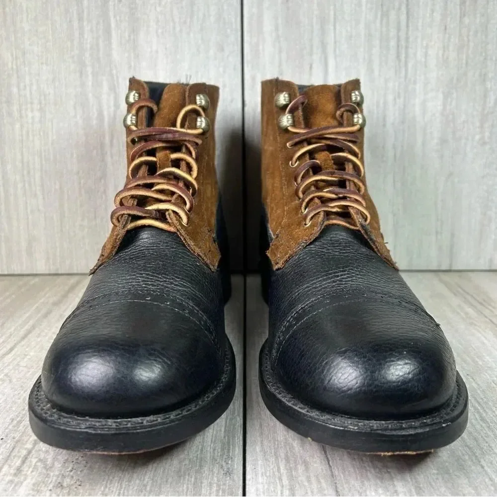 Frye Garrison Boots Lace Up Cap Toe Lace Up Leather Combat Boot‎ Mens Size 8 D